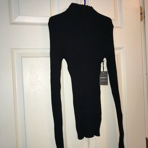 Black ribbed turtleneck sweater